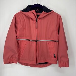 London Fog Rain Jacket  youth Small 8 Salmon Orange Hooded Vented